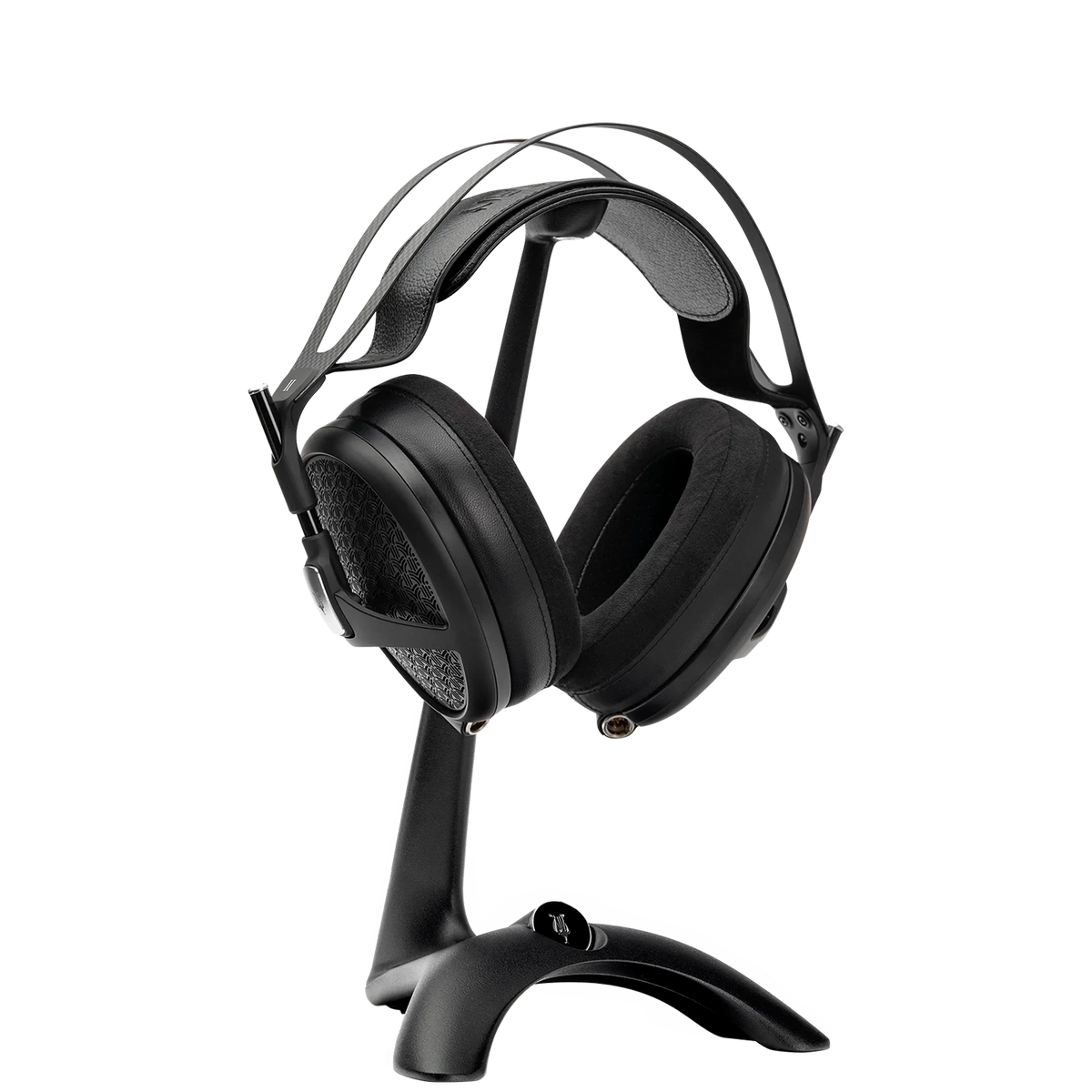 Meze Audio Manta Headphone Stand, holding a headphone