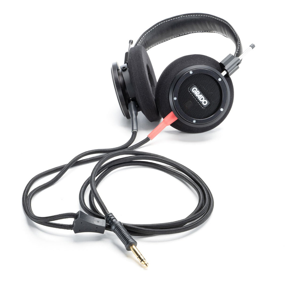 Grado Signature Gold Detachable Cable on a black Grado headphone