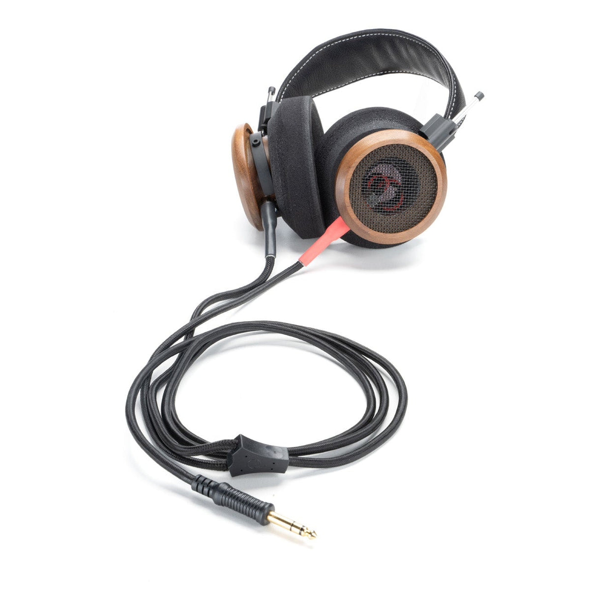 Grado Signature Gold Detachable Cable on a wood-cup Grado headphone