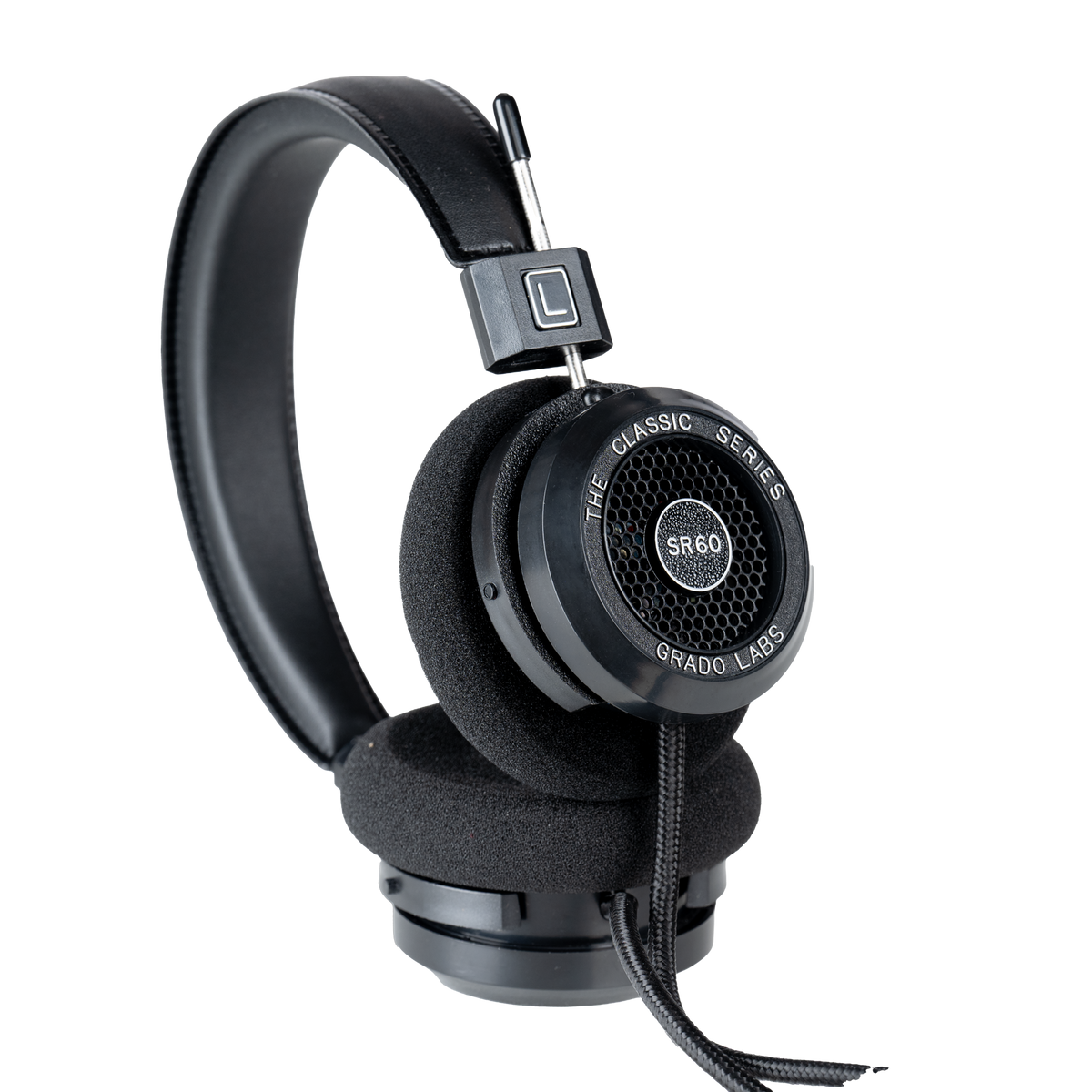 Grado SR60, lying on its side with the cable