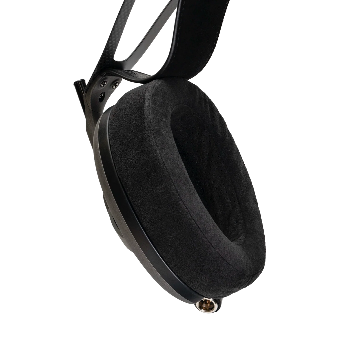 Meze Audio Angled Alcantara Ear Pads, fitted to a headphone