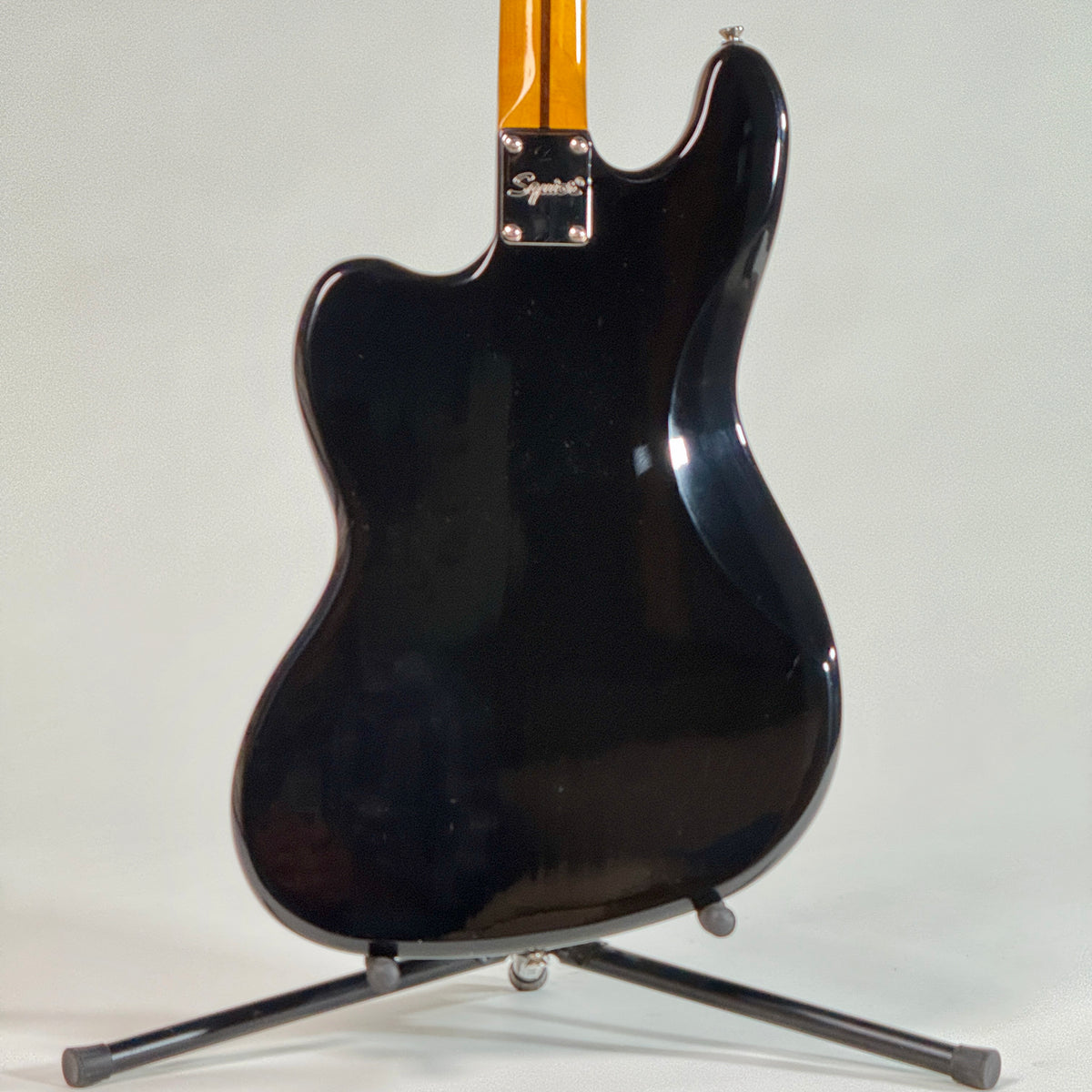 Used Squier Bass VI in black, back of the body