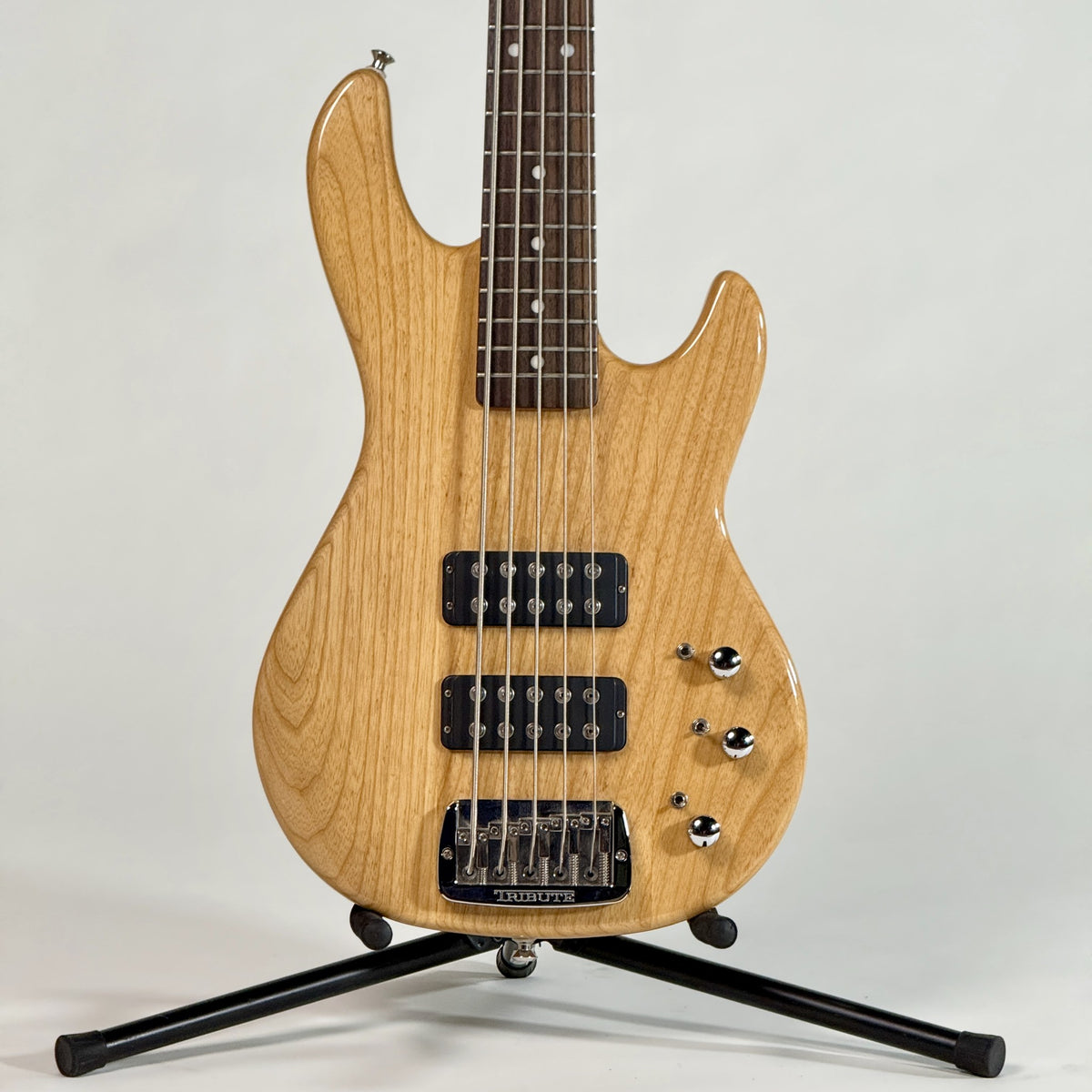 Used G&L Tribute L-2500 five-string bass, natural, front of the body