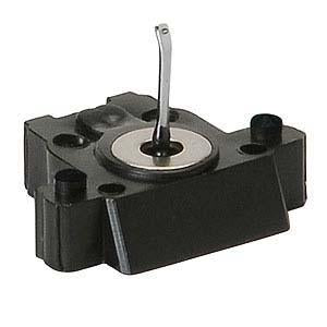 Grado Mono ME+ replacement stylus on its own, upside down with the cantilever pointing up