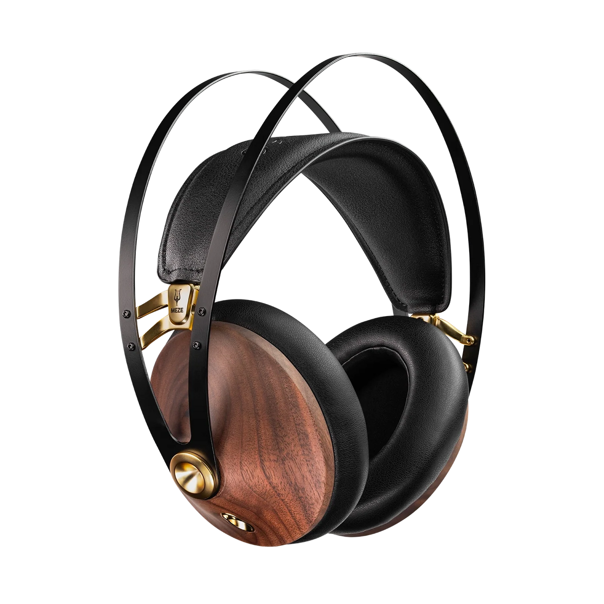Meze Audio 99 CLASSICS (2nd Gen), three-quarter view of the walnut earcups