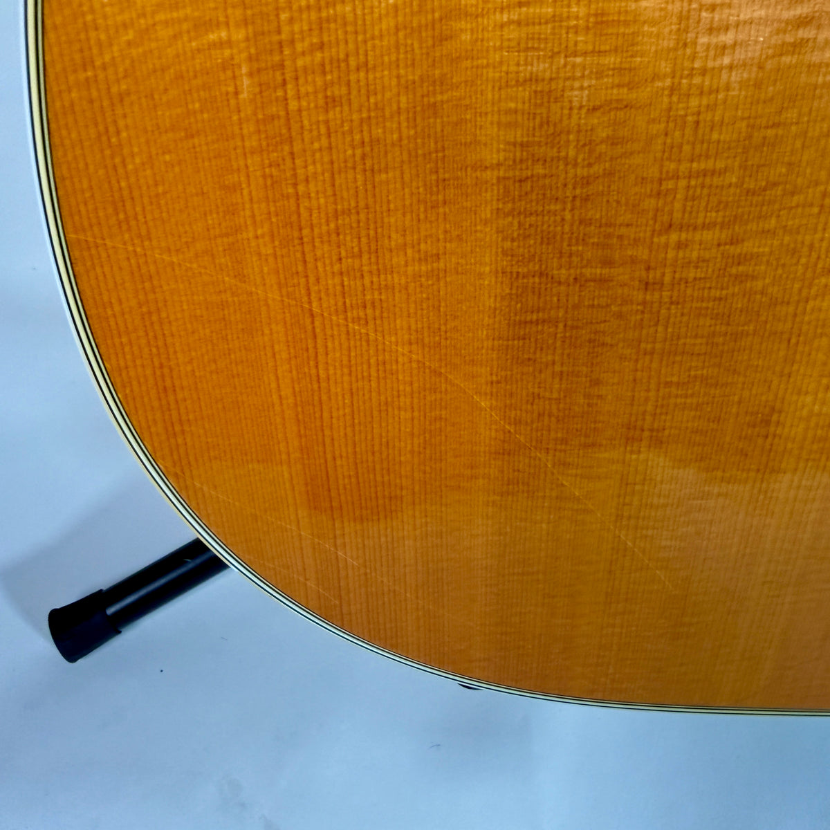 Used 1976 Martin D-28, close up of the top at the lower bout