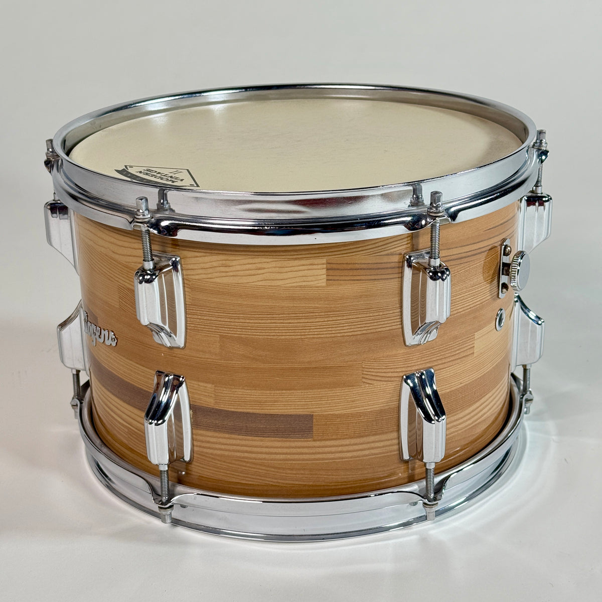 Used Rogers three-piece drum kit in natural, the floor tom from the other side