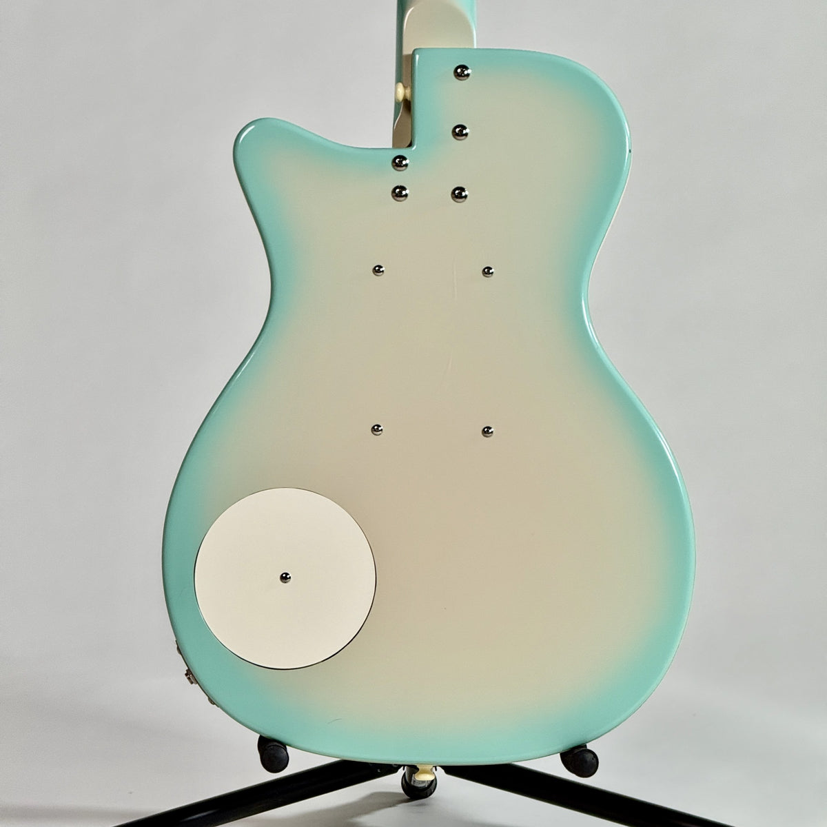 Used Danelectro '56 U-2 reissue in Aqua Burst, back of the body