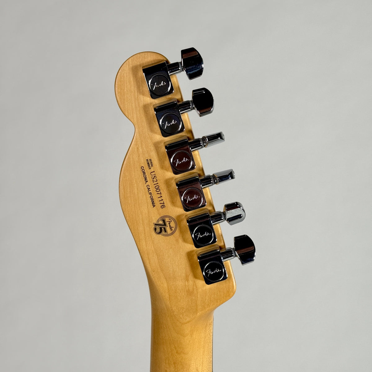 Used 2021 Fender American Professional II Telecaster in Dark Night, back of the headstock